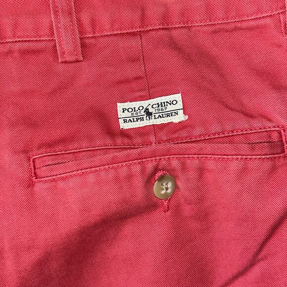 Polo Ralph Lauren Mens Chino Shorts Salmon Red Cotton Pleated Size 36 - fit 34 - Picture 6 of 9